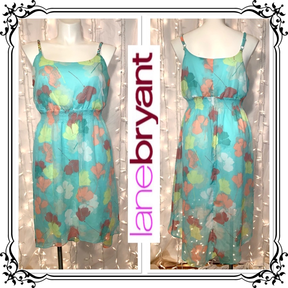 LANE BRYANT ⭐️ High-Low Floral Chiffon Sun Dress